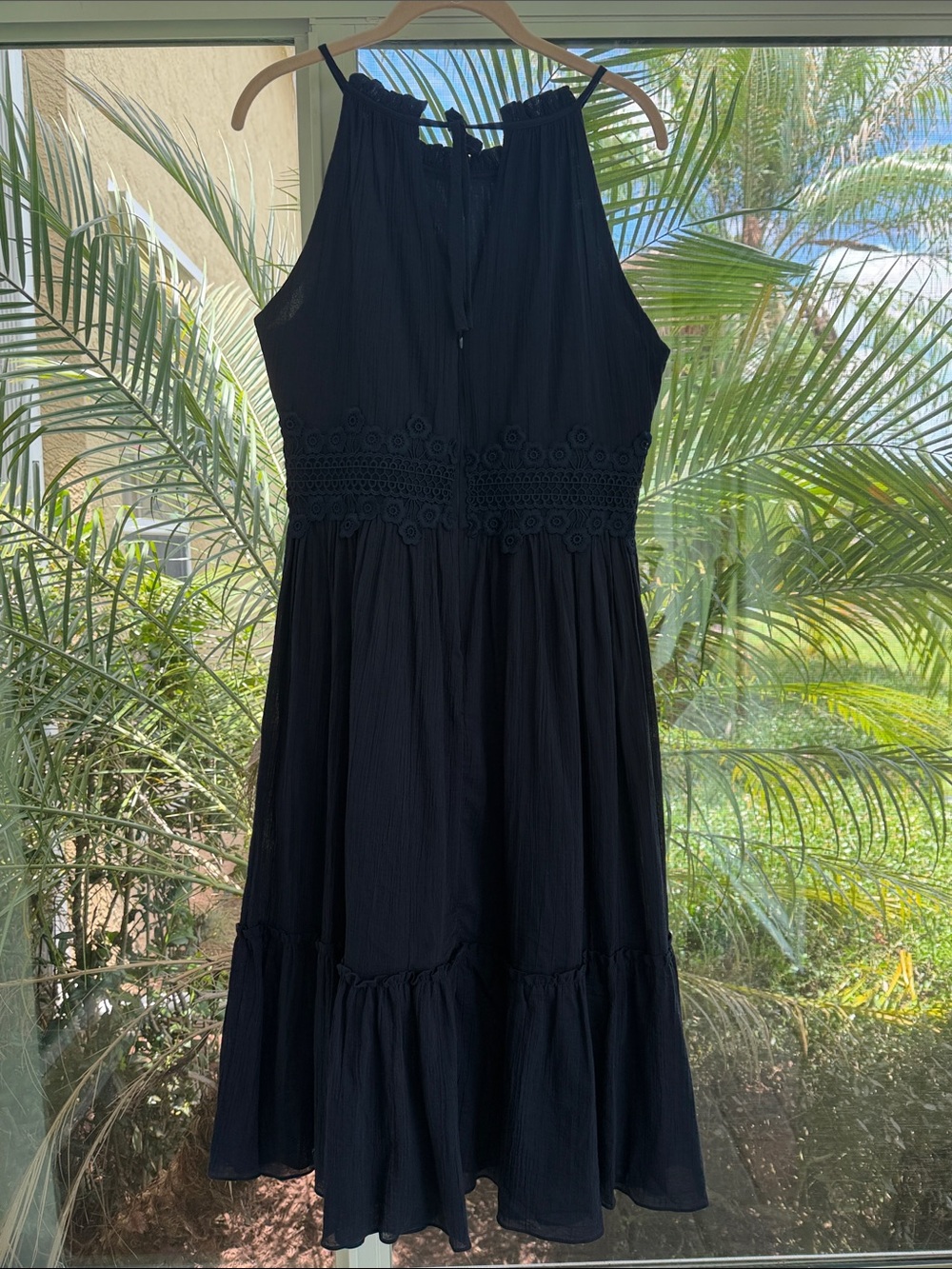 Eliza J Navy Blue Cotton Gauze Fit & Flare Strappy Sun Dress - Picture 7 of 13